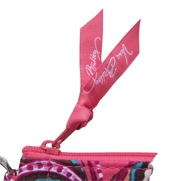 Vera Bradley Pink Call Me Coral ID Card Holder Coin Pouch Zip Key Ring Retired - Picture 4 of 7
